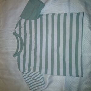Wonder Nation Green and White Striped Tee